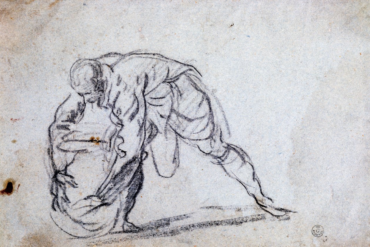 Badanie na zgiętą sylwetkę męską autorstwa Jacopo Robusti Tintoretto