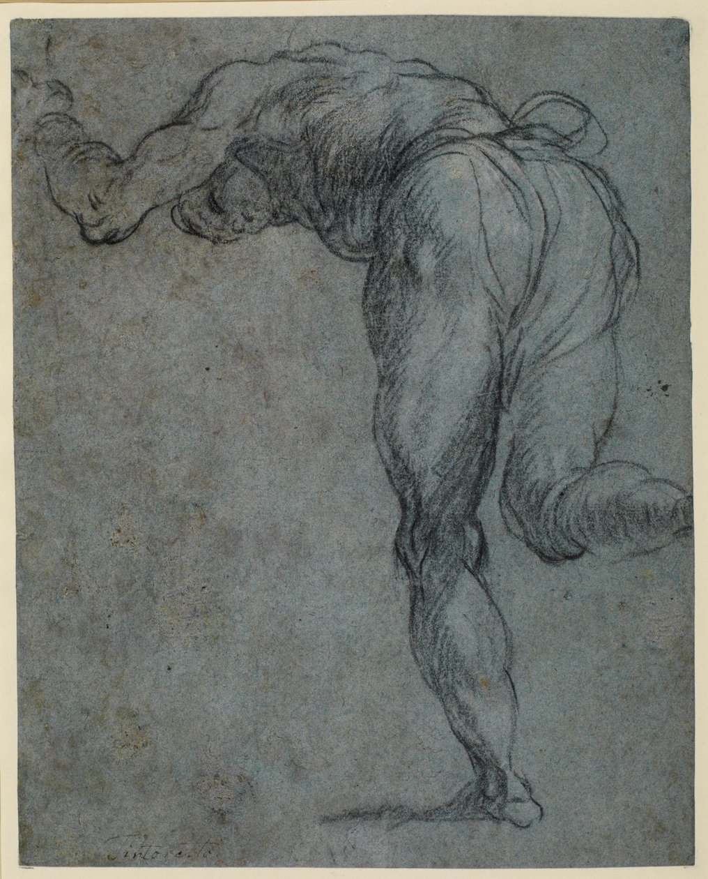 Studium postaci męskiej pochylonej do przodu, 1575-c.1585 autorstwa Jacopo Robusti Tintoretto