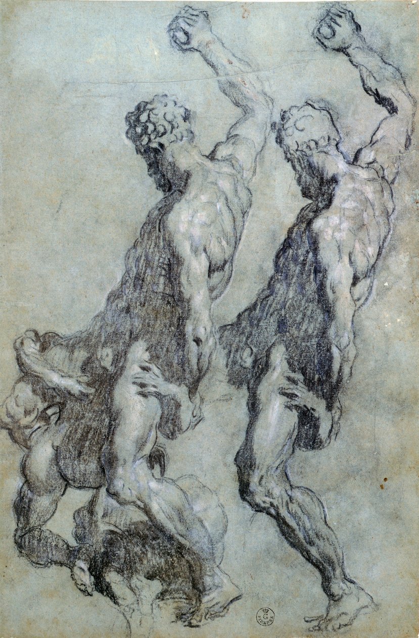 Studium postaci Jacopo Robustiego znanego jako Tintoretto (1518-1594), rysunek czarnym ołówkiem i węglem autorstwa Jacopo Robusti Tintoretto