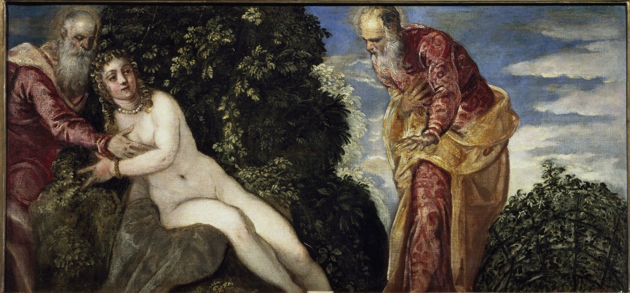 Suzanne i starsi - olej na płótnie, ok. 1555 autorstwa Jacopo Robusti Tintoretto