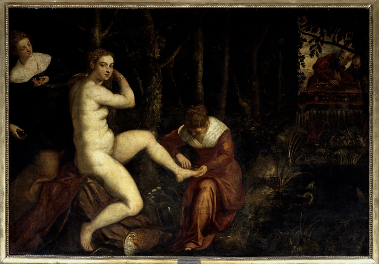 Suzanne w wannie Obraz Jacopo Robustiego dit Le Tintoret (Il Tintoretto) (1518-1594) XVI w. Ndz. 1,67x2,38 m Paryż, Luwr autorstwa Jacopo Robusti Tintoretto
