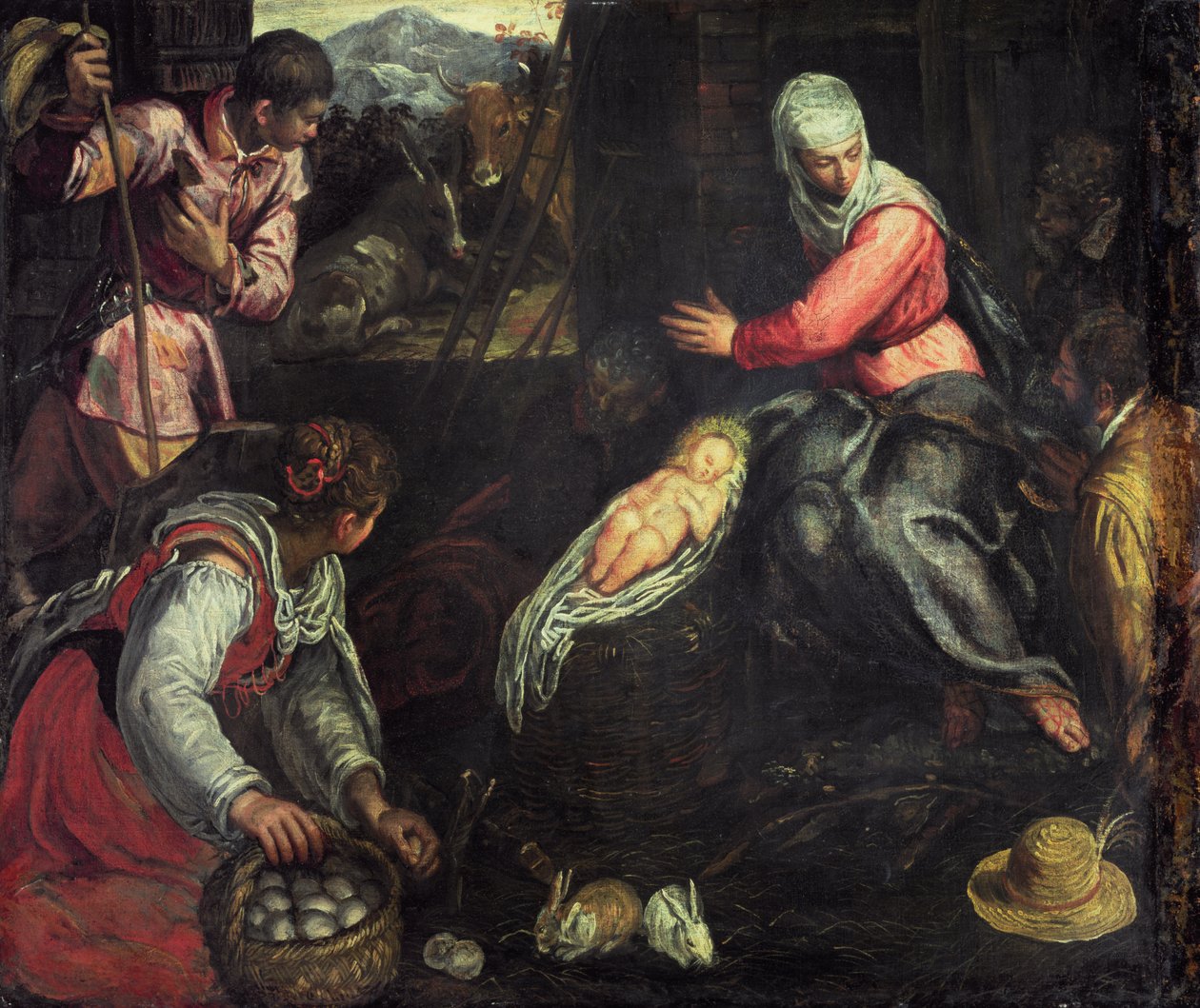 Adoracja pasterzy, ok. 1578 autorstwa Jacopo Robusti Tintoretto