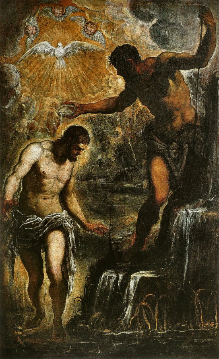 Chrzest Chrystusa, ok. 1589 autorstwa Jacopo Robusti Tintoretto
