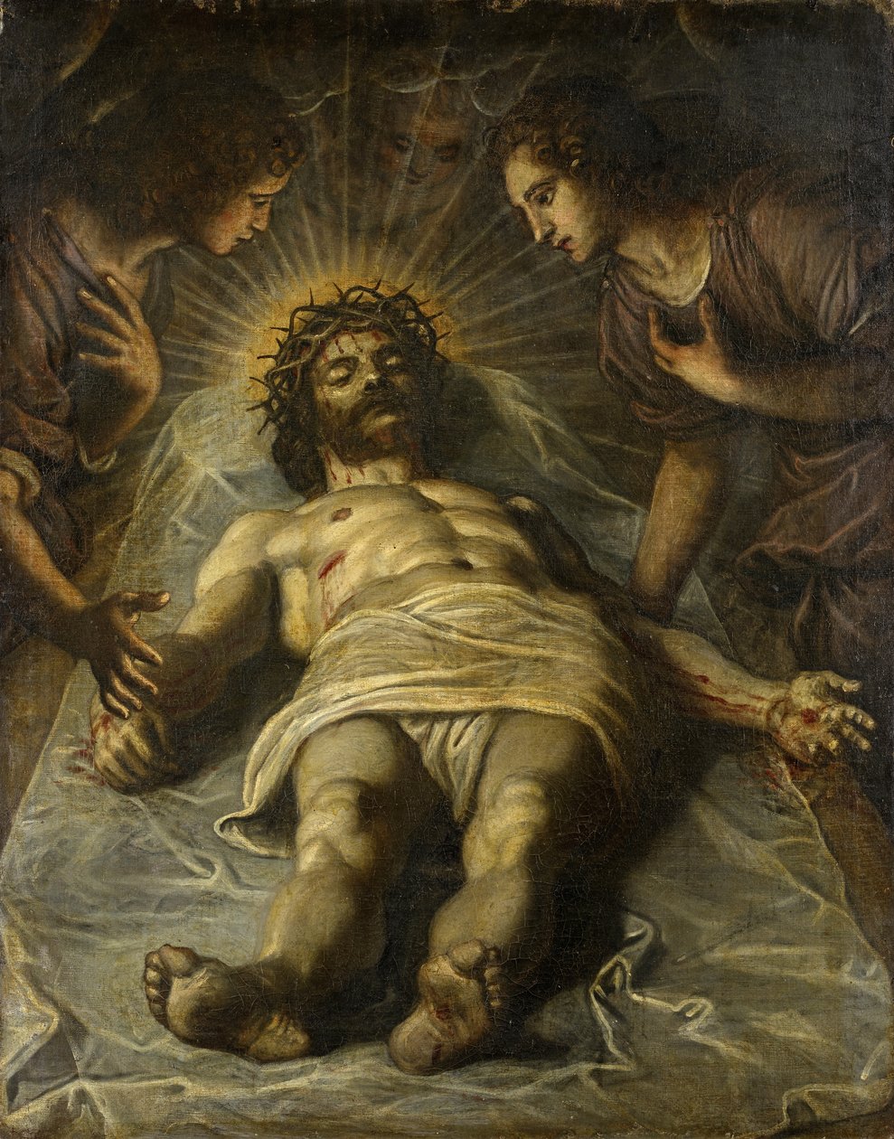 Martwy Chrystus z dwoma aniołami autorstwa Jacopo Robusti Tintoretto