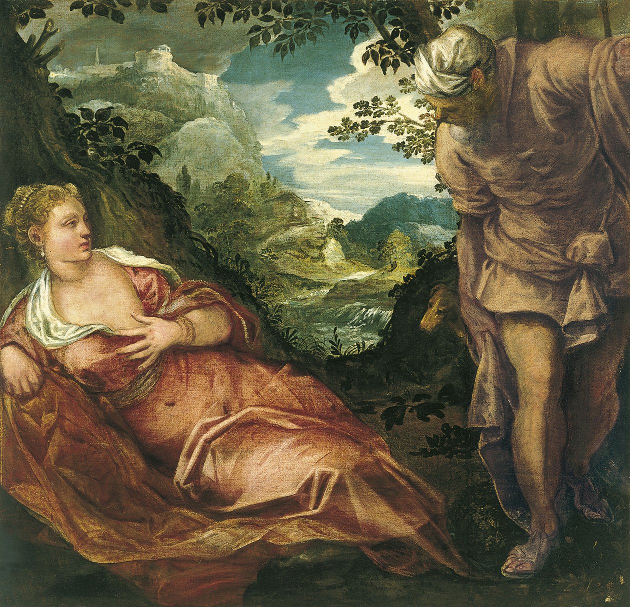 Spotkanie Judy i Tamary autorstwa Jacopo Robusti Tintoretto