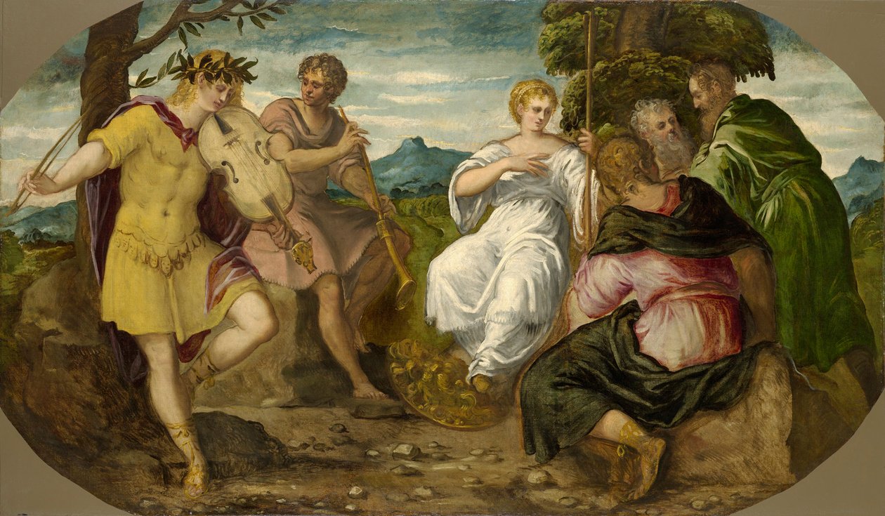 Konkurs muzyczny między Apollo i Marsjaszem, ok. 1545. autorstwa Jacopo Robusti Tintoretto