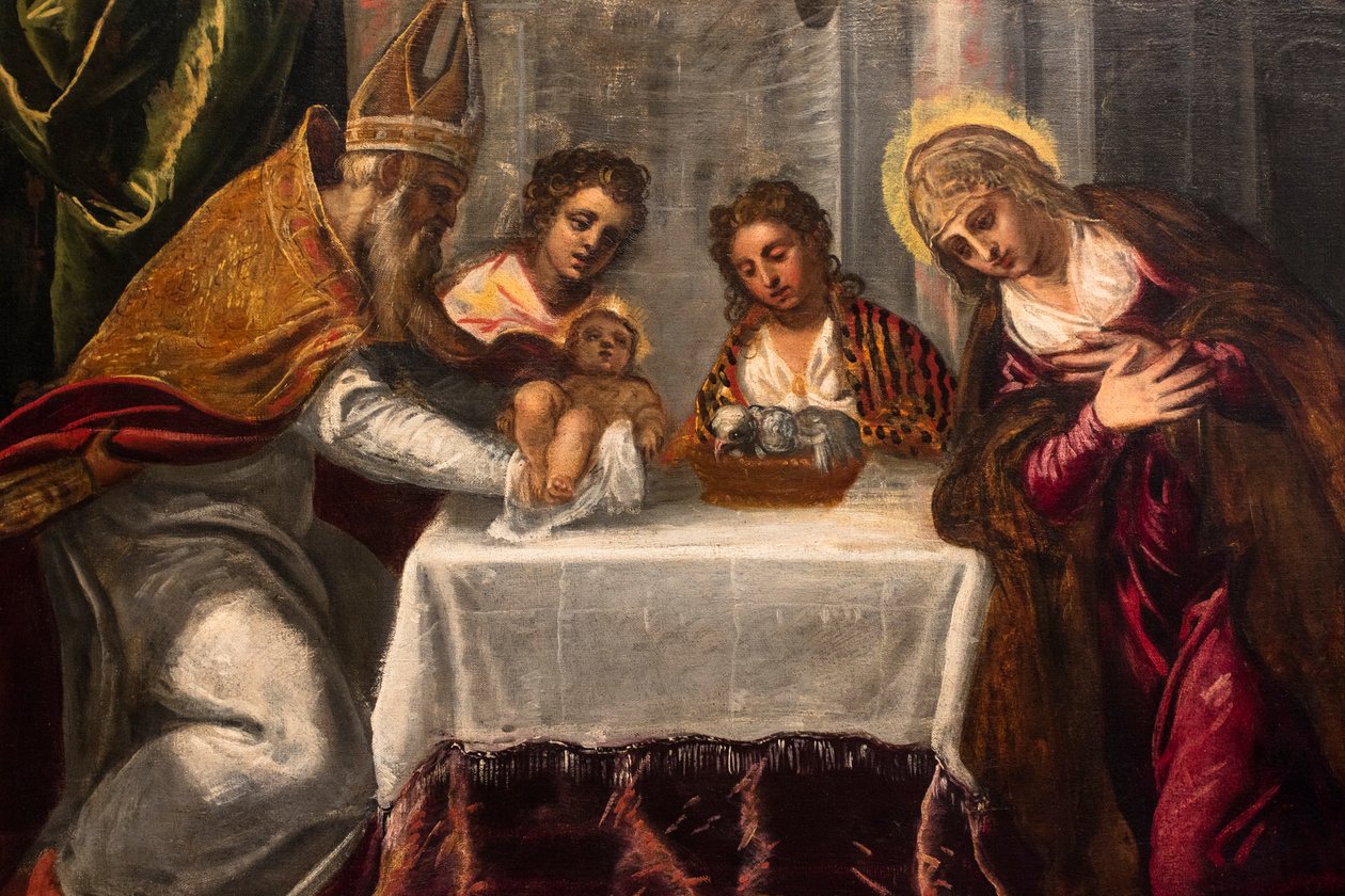Ofiarowanie w świątyni, detal, ok. 1540 (olej na płótnie) autorstwa Jacopo Robusti Tintoretto