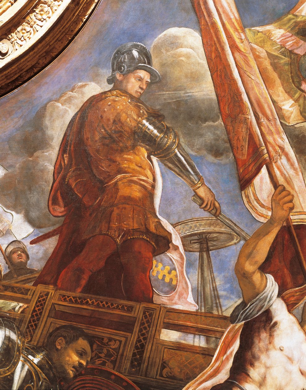 Wenecjanie walczą z Aragończykami w Gallipoli, autorstwa Jacopo Robustiego, znanego jako Tintoretto (1518-1594), Szczegół, Sala del Maggior Consiglio (Sala Wielkiej Rady), Palazzo Ducale, Wenecja autorstwa Jacopo Robusti Tintoretto