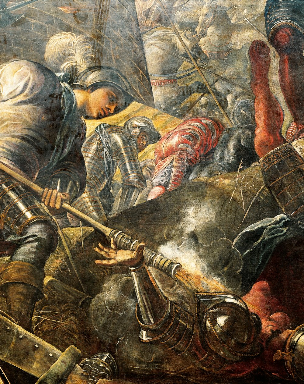 Wenecjanie pomagają Brescians przełamać oblężenie Filippa Marii Viscontiego, Jacopo Robusti, znany jako Tintoretto (1518-1594), Detail, Sala del Maggior Consiglio (Sala Wielkiej Rady), Palazzo Ducale, Wenecja autorstwa Jacopo Robusti Tintoretto