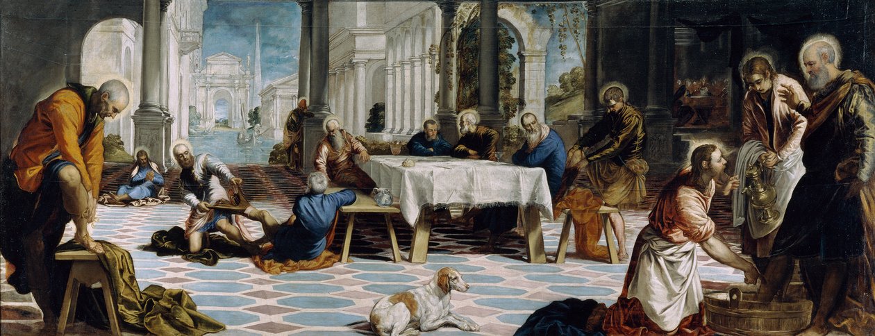 Obmycie nóg, ok. 1547 (olej na płótnie) autorstwa Jacopo Robusti Tintoretto