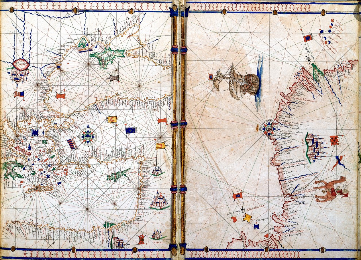 Damaszek i Jerozolima, szczegół z Map geograficznych autorstwa Jacopo Russo