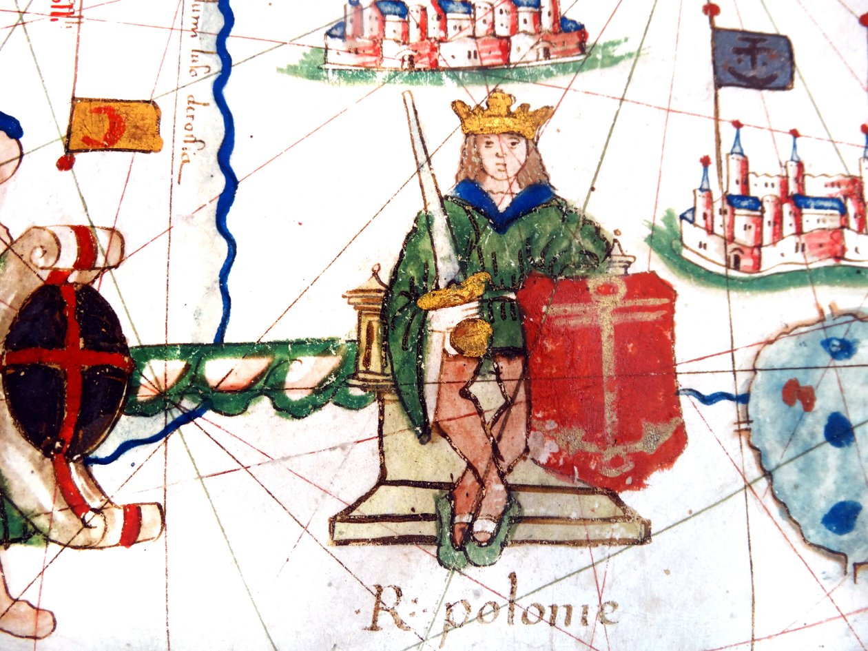 fragment króla Polski z renesansowej mapy Europy, Jacopo Russo (po), 1528 autorstwa Jacopo Russo