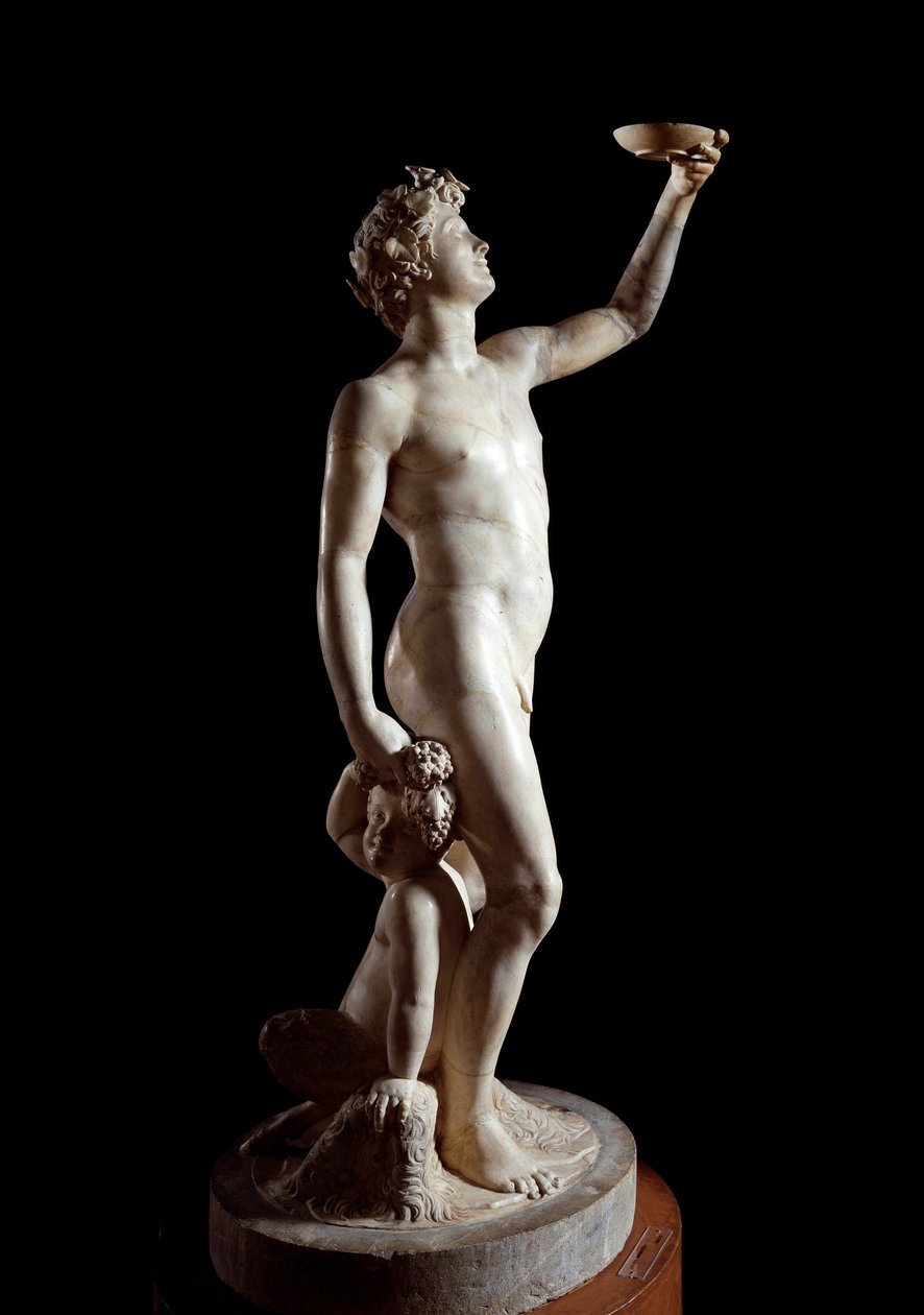 Bachus (Bachus). Rzeźba Jacopo Sansovino (Jacopo Tatti) (1486-1570). Marmur. 1510 Wysokość: 146 cm. Pałac Bargello Florencja autorstwa Jacopo Sansovino