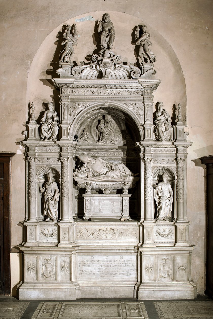 Pomnik nagrobny w hołdzie kardynałowi Ascanio Marii Sforzie (rzeźba z marmuru, 1505-1507) autorstwa Jacopo Sansovino