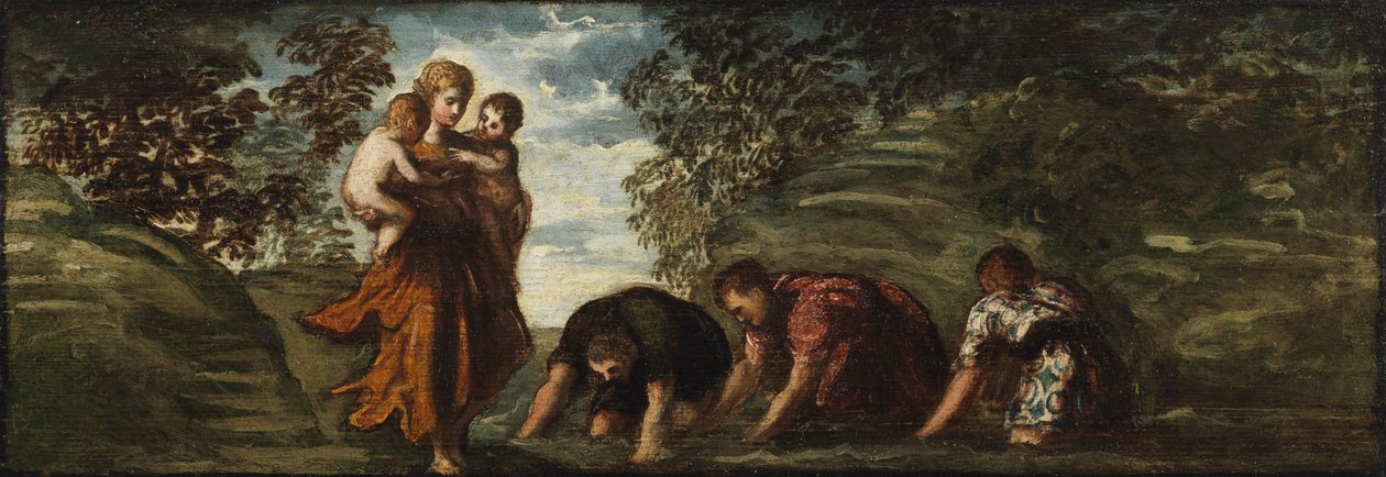Latona zmieniająca licyjskich chłopów w żaby autorstwa Jacopo Tintoretto
