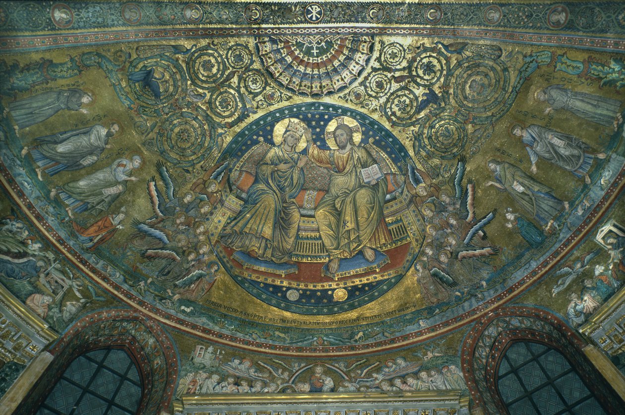 Koronacja Dziewicy, apsyda Bazyliki Mariackiej, Rzym, 1287-92 (mozaika) autorstwa Jacopo Torriti