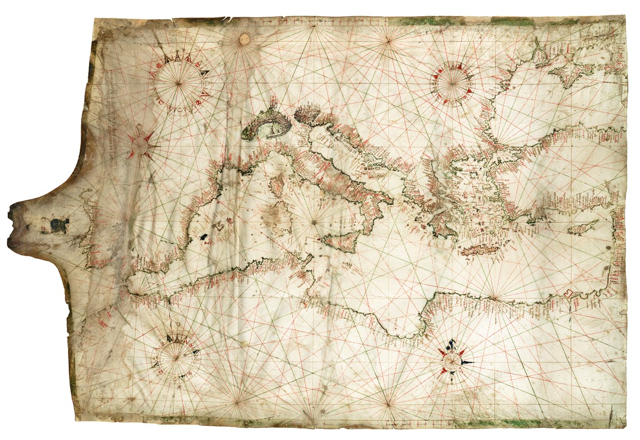 Morze Śródziemne i Morze Czarne 1546 autorstwa Jacopo Vesconte Maggiolo