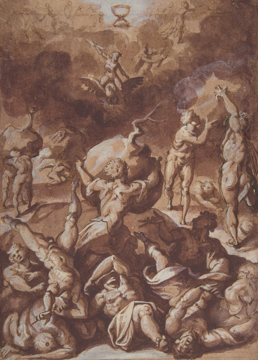 Jowisz walczący z gigantami., 1540-96. autorstwa Jacopo Zucchi