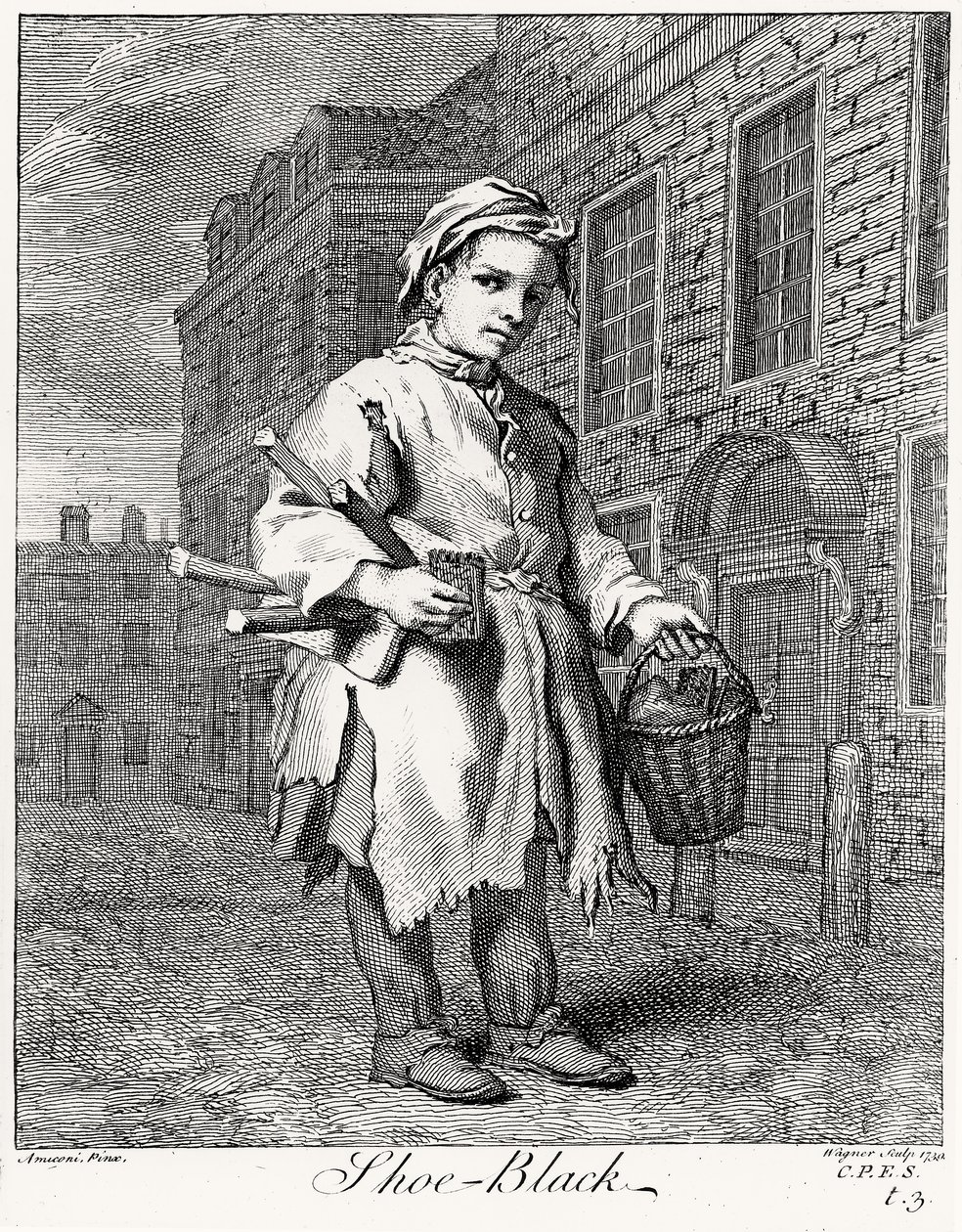 Czarny but, grawerowany przez Wagnera, 1739 autorstwa Jacopo after Amiconi