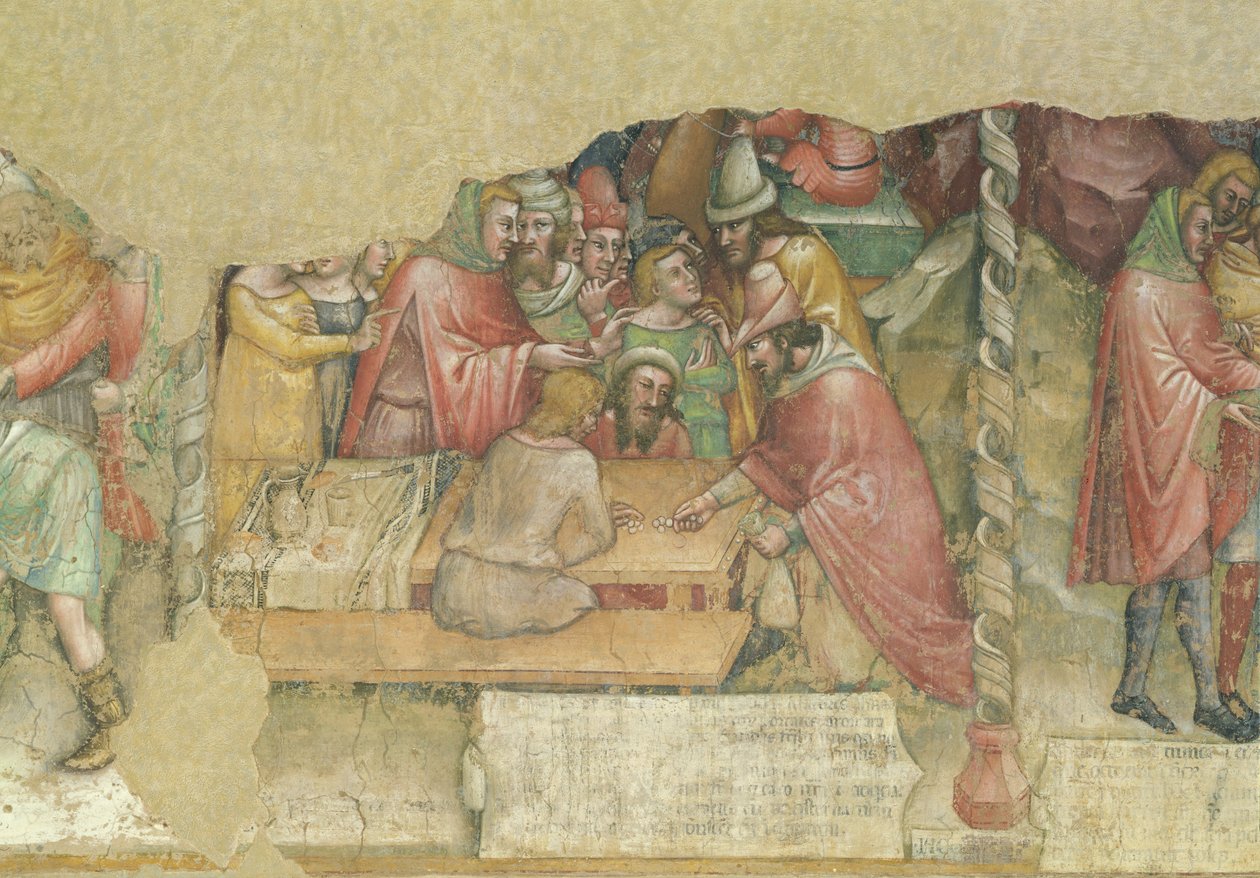 Józef sprzedany przez swoich braci (fresk) autorstwa Jacopo da Bologna