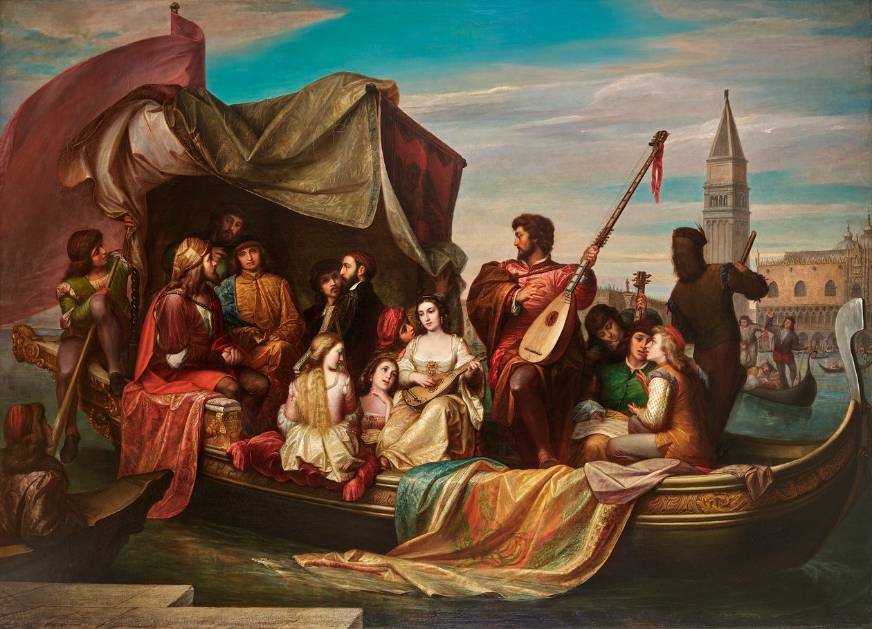 Giovanni Bellini i Albrecht Dürer są celebrowani przez weneckich artystów autorstwa Jacopo de Andrea