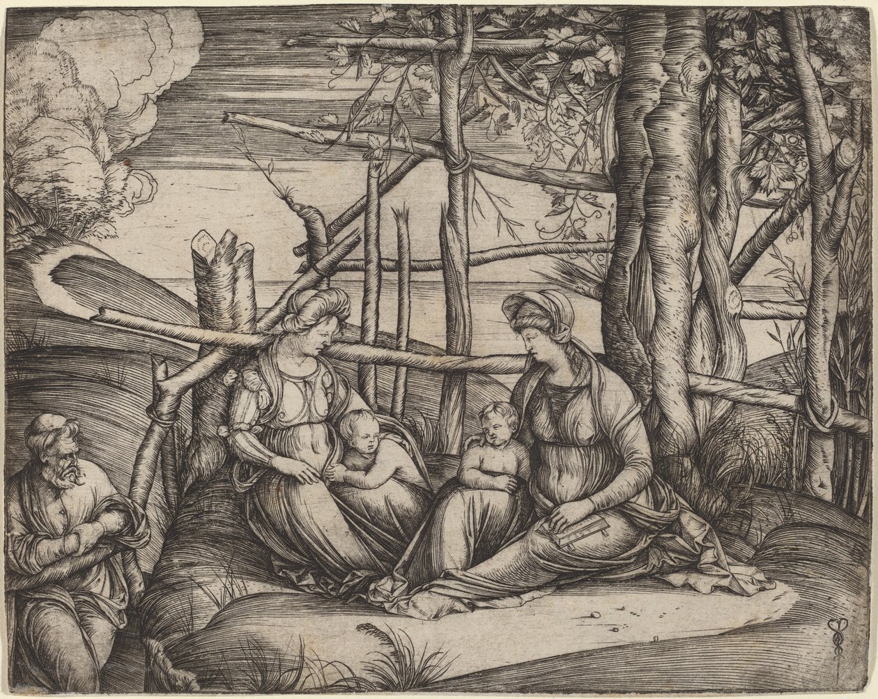Święta Rodzina ze Świętą Elżbietą i Dzieciątkiem Św. 14991501. autorstwa Jacopo de Barbari