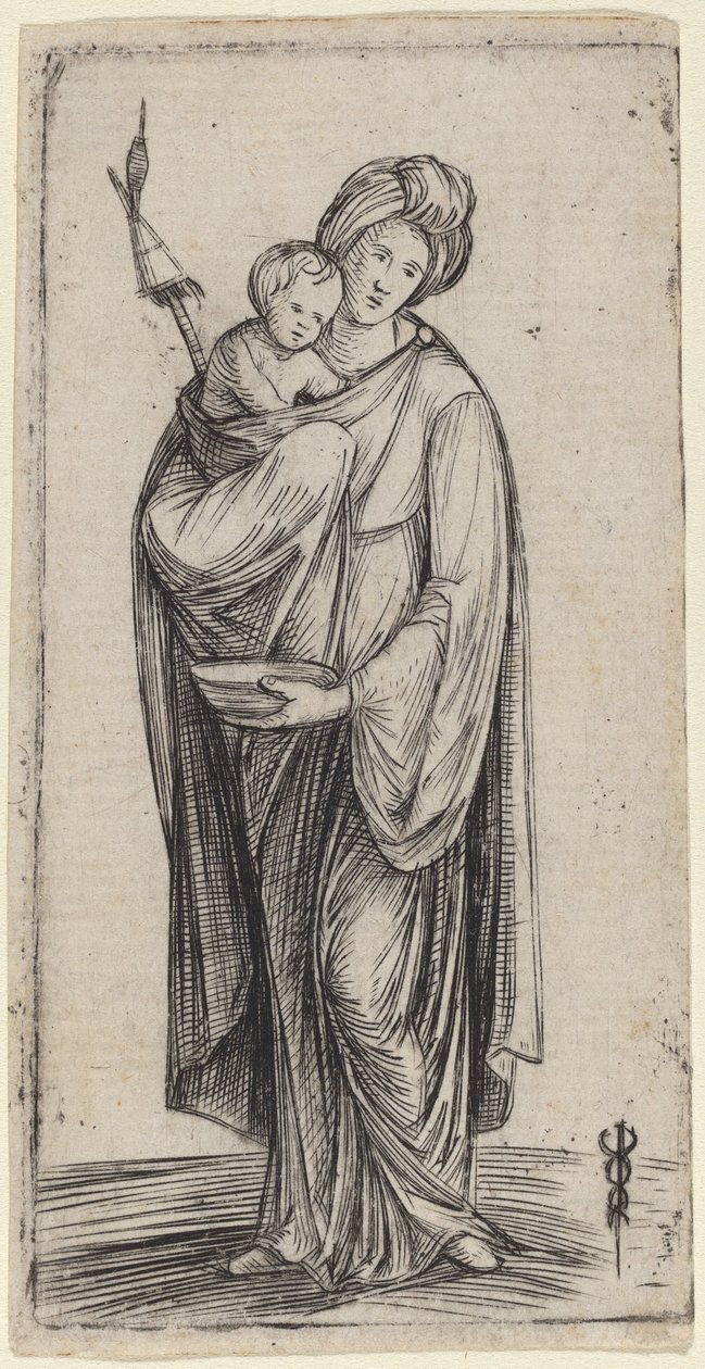 Kobieta i dziecko z kądzieli. autorstwa Jacopo de Barbari
