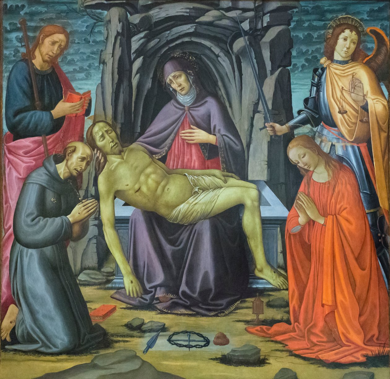 Złożenie i święci autorstwa Jacopo del Sellaio