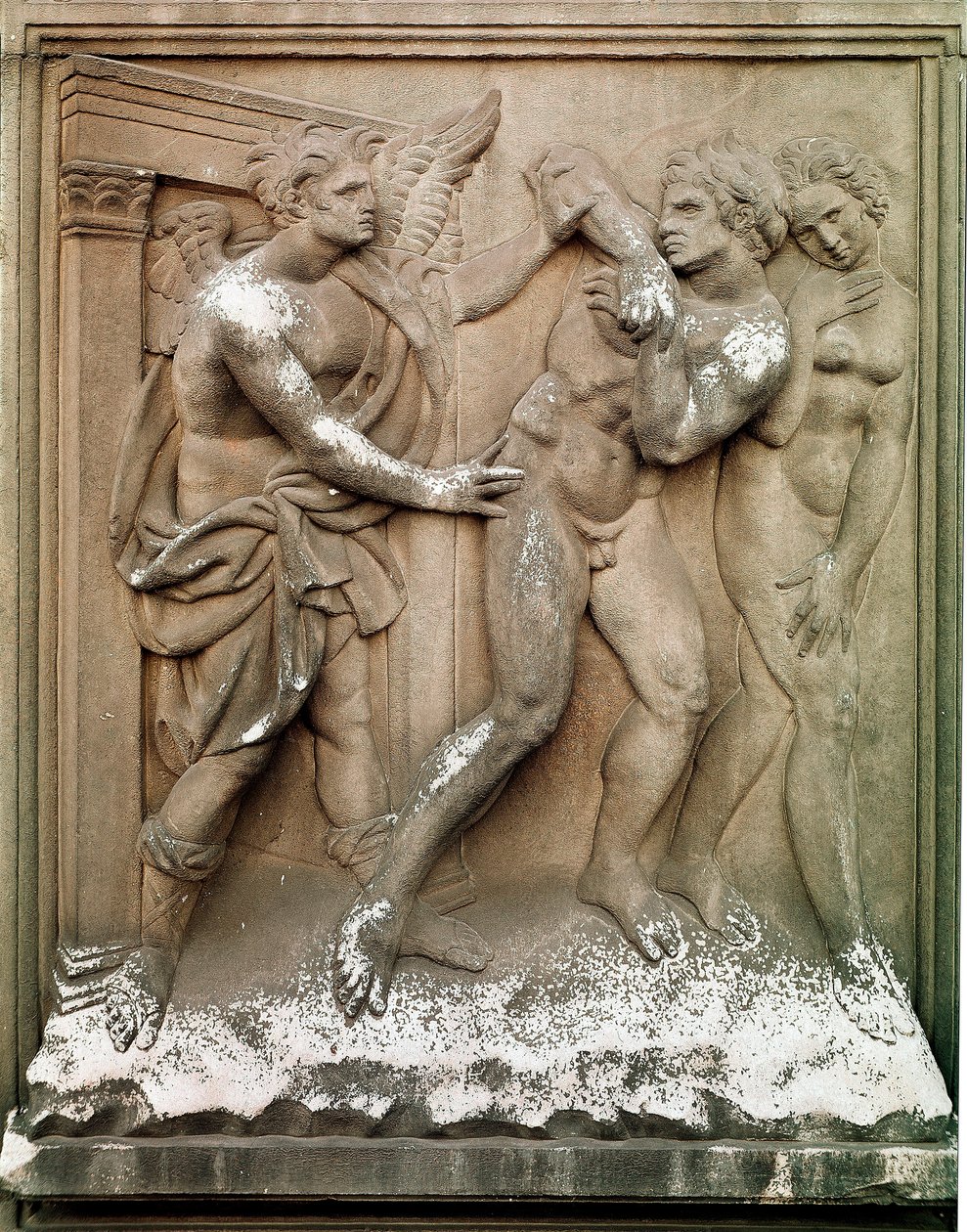 Adam i Ewa Polują na Ziemski Raj Nisko wytłoczony marmur Jacopo Della Quercia (1374/8-1438) 1430-1435 Wym. 86x68 cm Bolonia Chiesa di San Petronio autorstwa Jacopo della Quercia