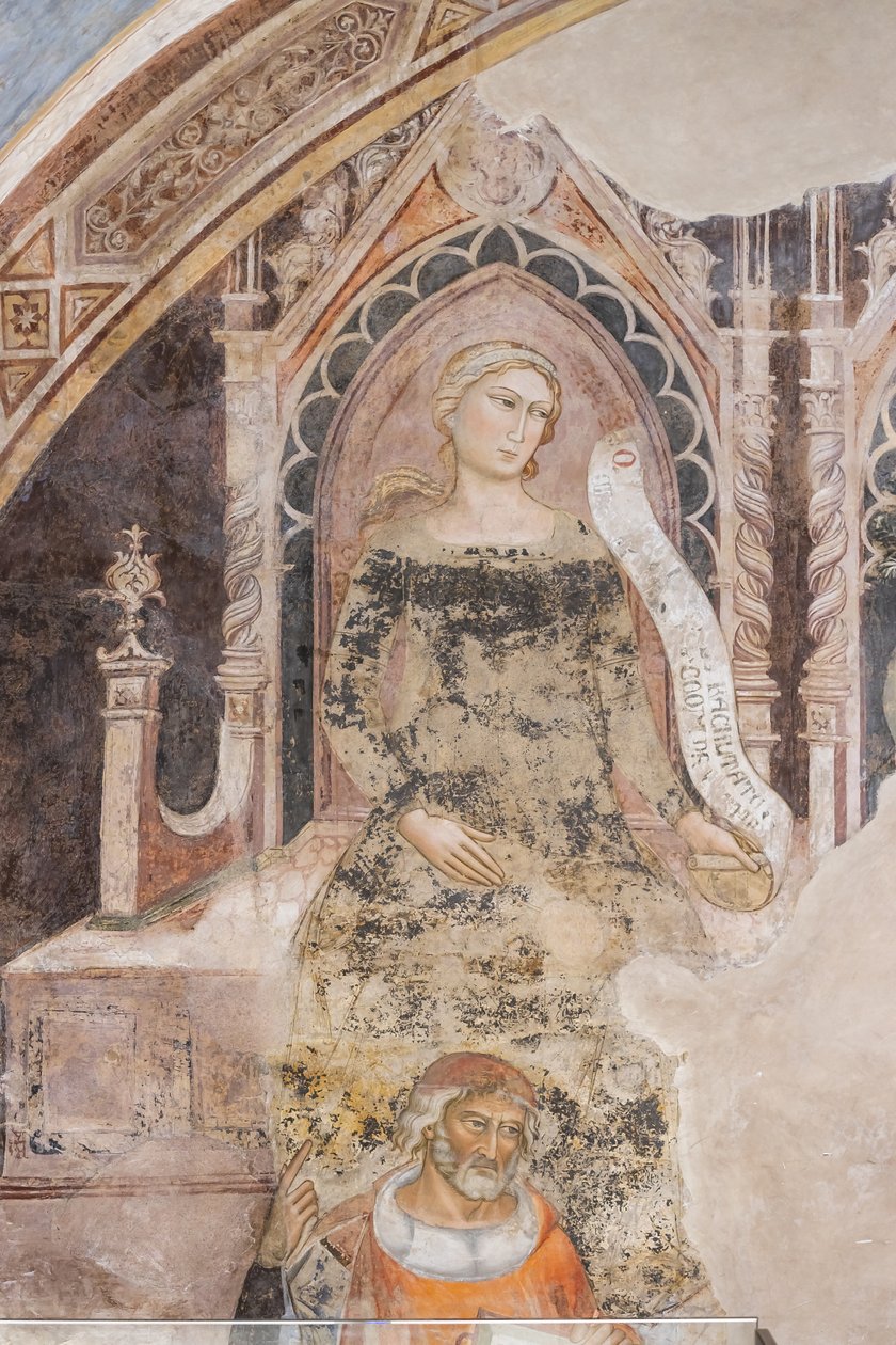 Alegoria retoryki, poniżej idealnego przedstawiciela, prawdopodobnie Izokratesa lub Demostenesa (fresk) autorstwa Jacopo di Cione