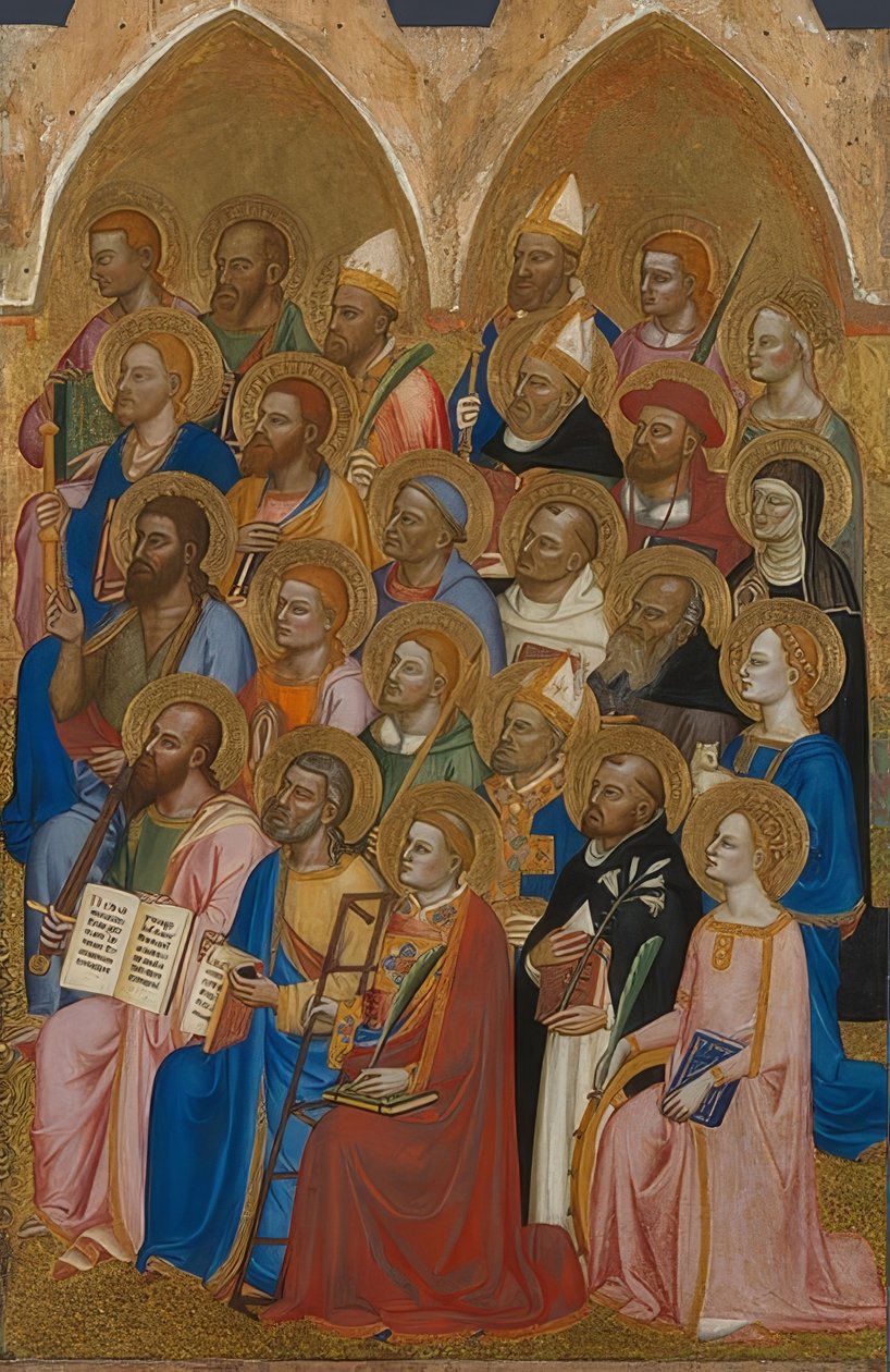 Adoring Saints (skrzydło ołtarza San Pier Maggiore). 1370-71 autorstwa Jacopo di Cione