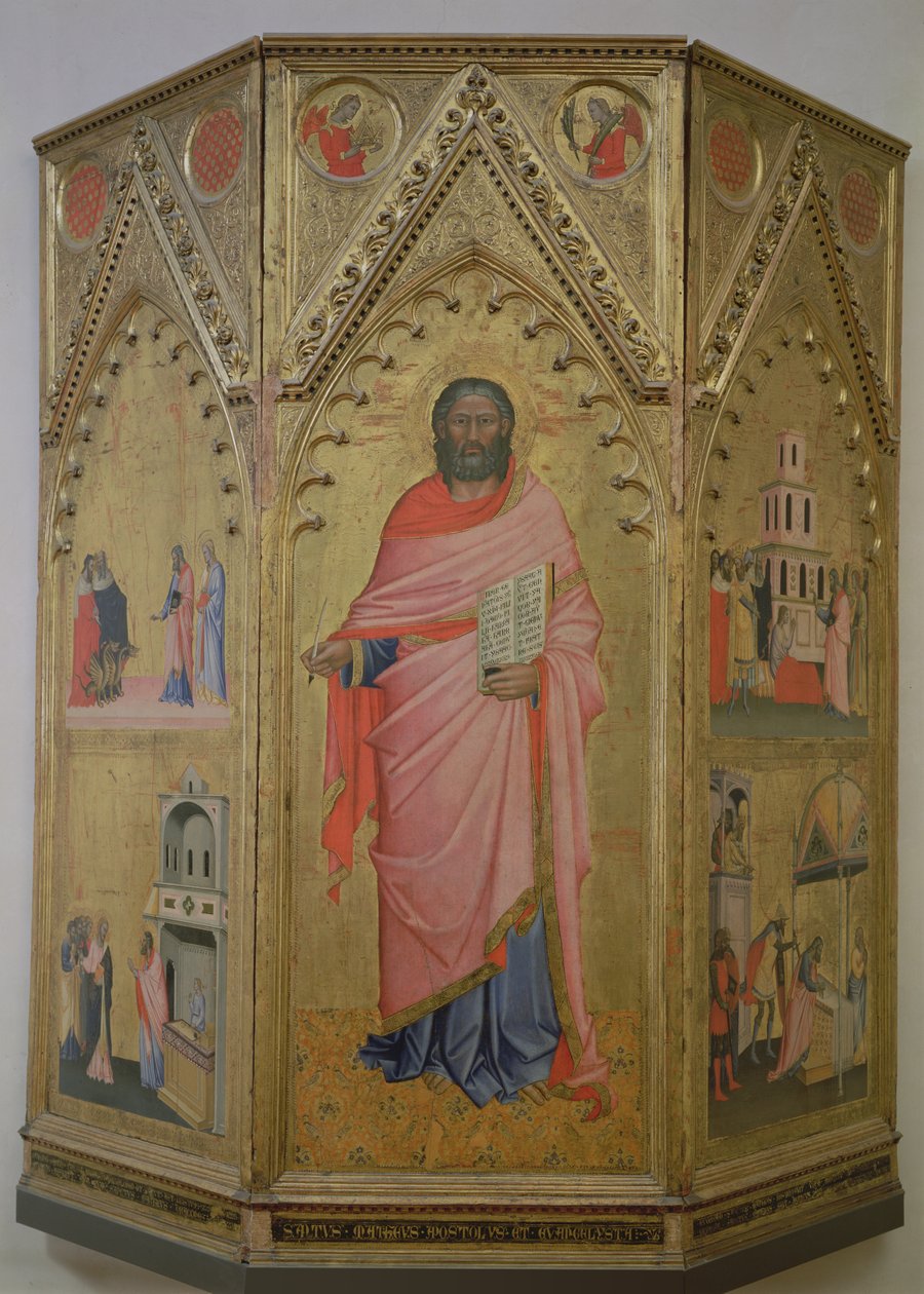 Św. Mateusz i Sceny z jego życia (tempera na panelu) autorstwa Jacopo di Cione