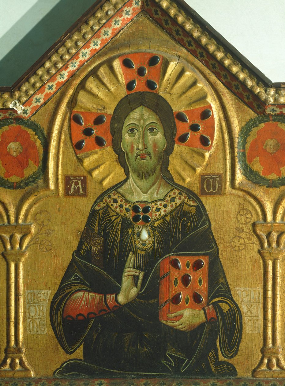 Odkupiciel, fragment Odkupiciela z Madonną i trzema świętymi, autorstwa Meliore Toscano lub Meliore di Jacopo (ok. 1255-1285), tempera i złoto na desce, 85x210 cm autorstwa Jacopo di Meliore