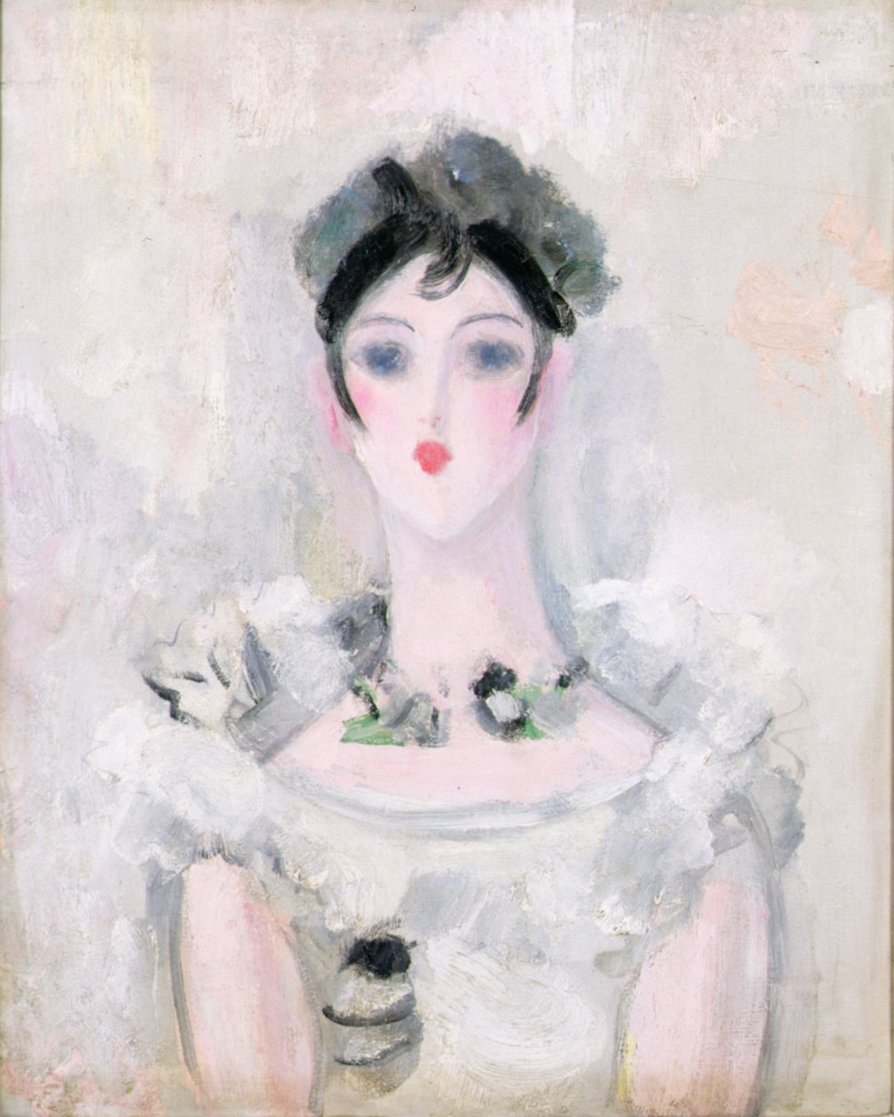 Portret młodej kobiety z koronkowym gorsetem, ok. 1925-6 (olej na płótnie) autorstwa Jacqueline Marval