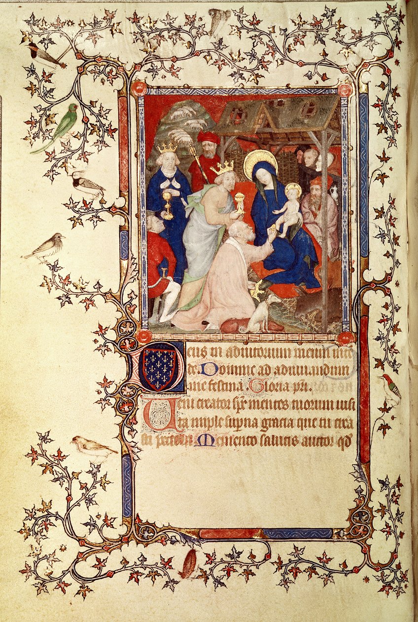 Lat 18014 f.42v Adoracja Magów, z Les Petites Heures de Duc de Berry, ok. 1385-90 autorstwa Jacquemart de Hesdin