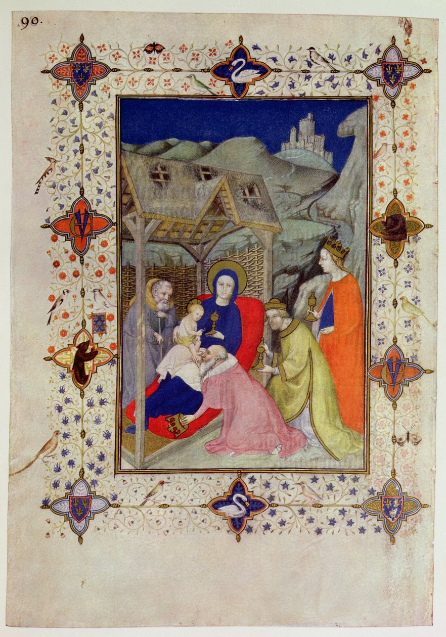 MS 11060-11061 Godziny Notre Dame: Seksta, Pokłon Trzech Króli, z „Tres Riches Heures du Duc de Berry” autorstwa Jacquemart de Hesdin