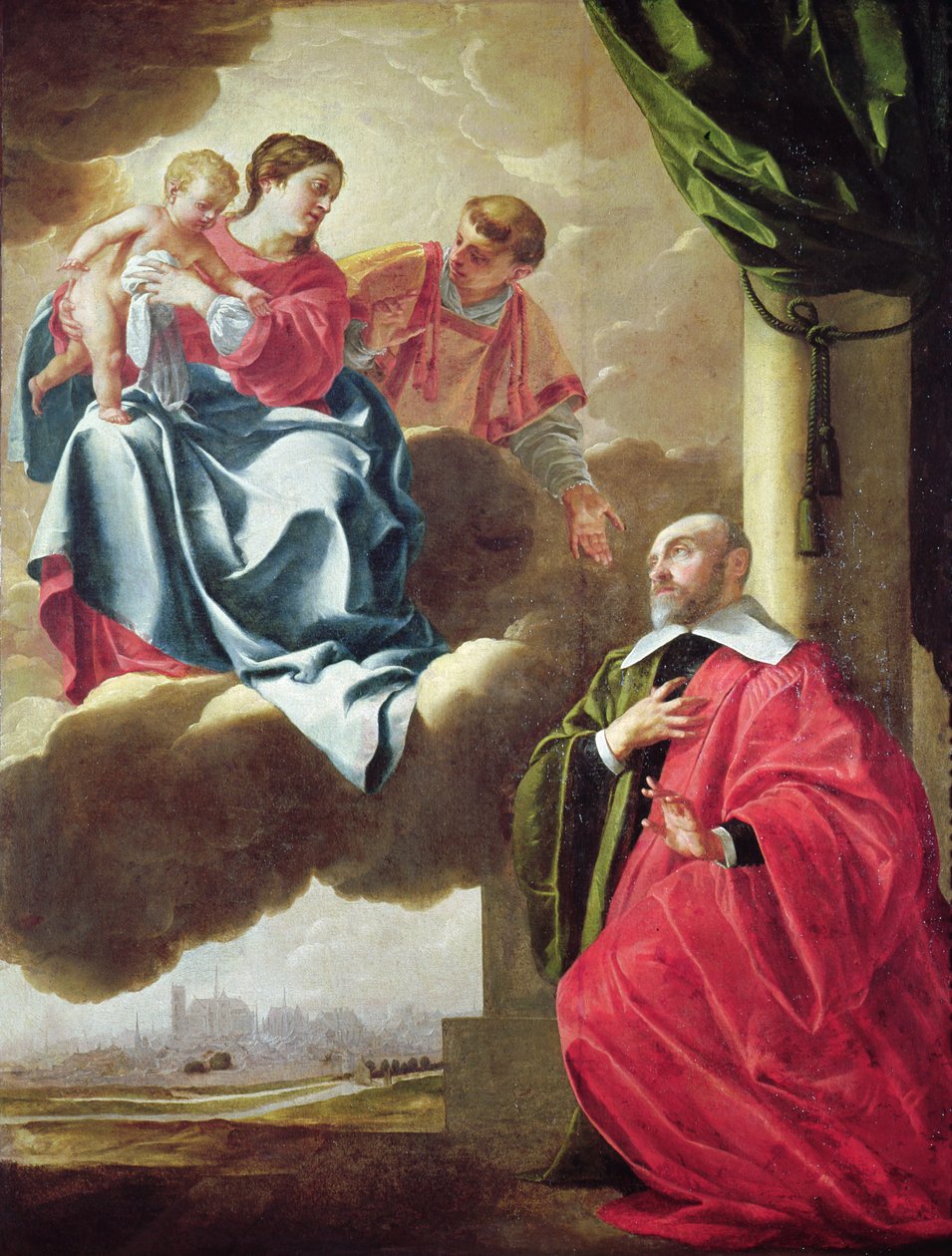 Pierre Tullier przed Dziewicą z Dzieciątkiem i św autorstwa Jacques Blanchard