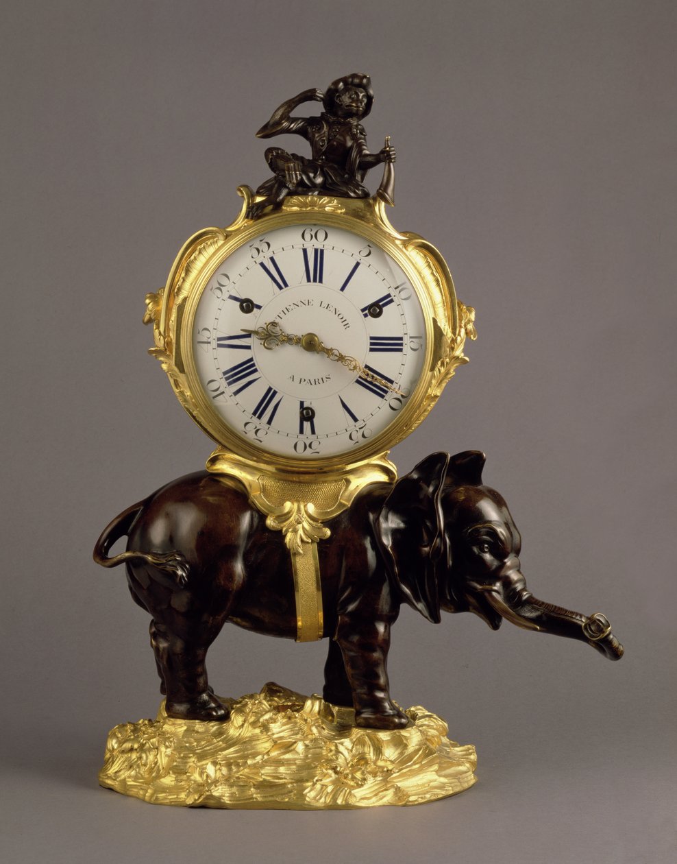 Zegar kominkowy Ludwika XV, ok. 1750 (heban i ormolu) (patrz także 73487) autorstwa Jean Jacques Caffieri