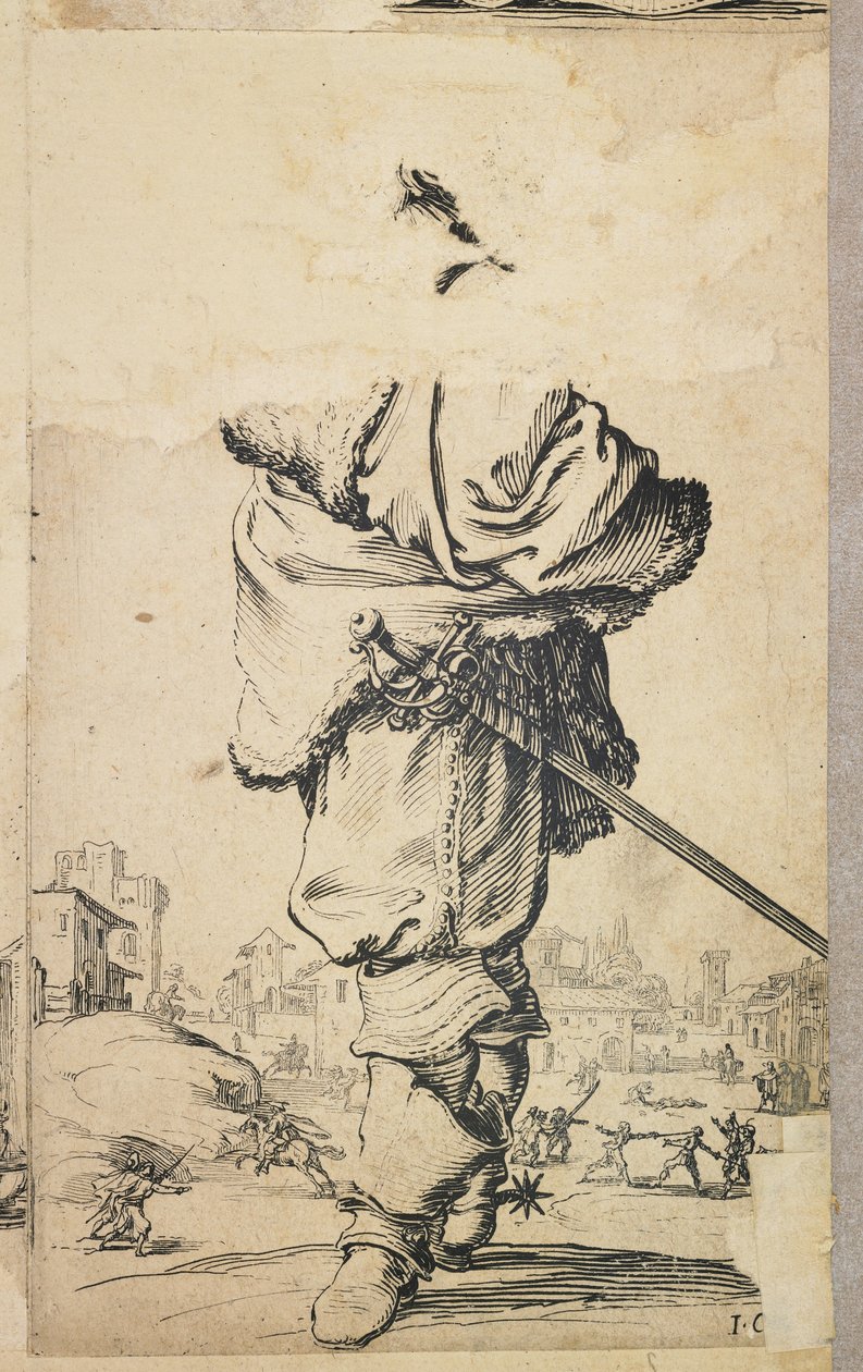Szlachcic z napierśnikiem z futra, z La Noblesse de Lorraine (verso), ok. 1900. 1620-23 autorstwa Jacques Callot