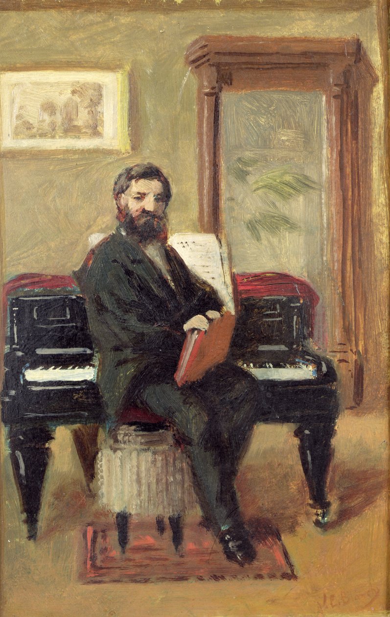 Claude Achille Debussy (1862-1918) przy swoim fortepianie autorstwa Jacques Emile Blanche