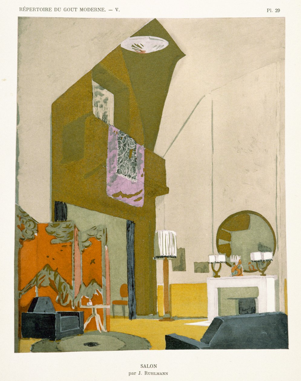 Salon, z "Repertuaru współczesnego smaku", wyd. 1929 r. autorstwa Jacques Emile Ruhlmann