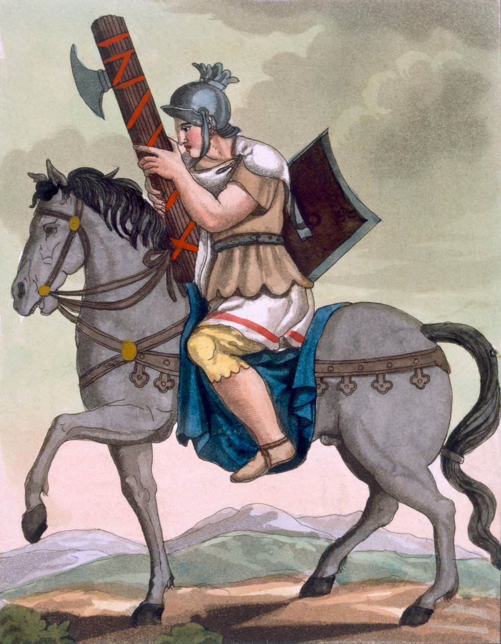 Liktor wojskowy w kawalerii, noszący fasces, ilustracja z "L