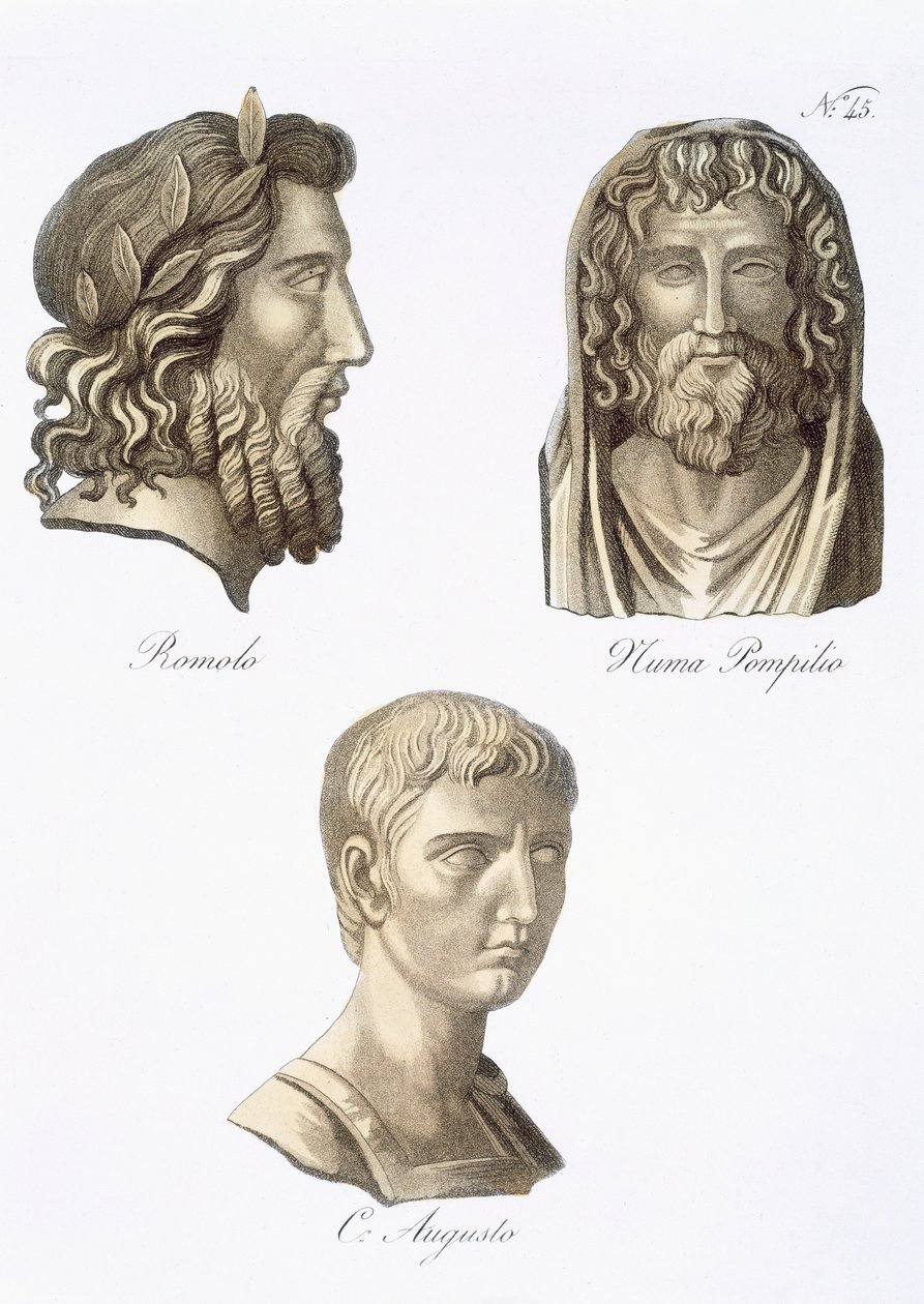 Romulus, Numa Pompilius i Augustus z „L