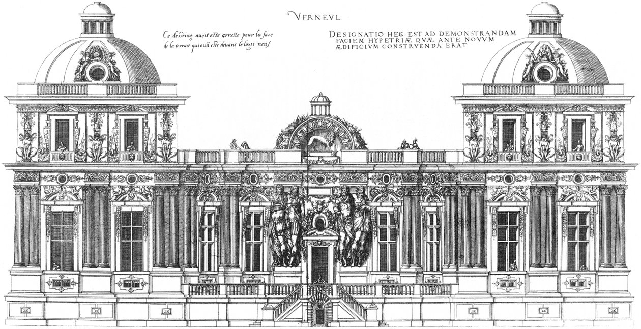 Grawerowanie z pierwszego tomu najwspanialszych Bastiments de France autorstwa Jacques I Androuet du Cerceau