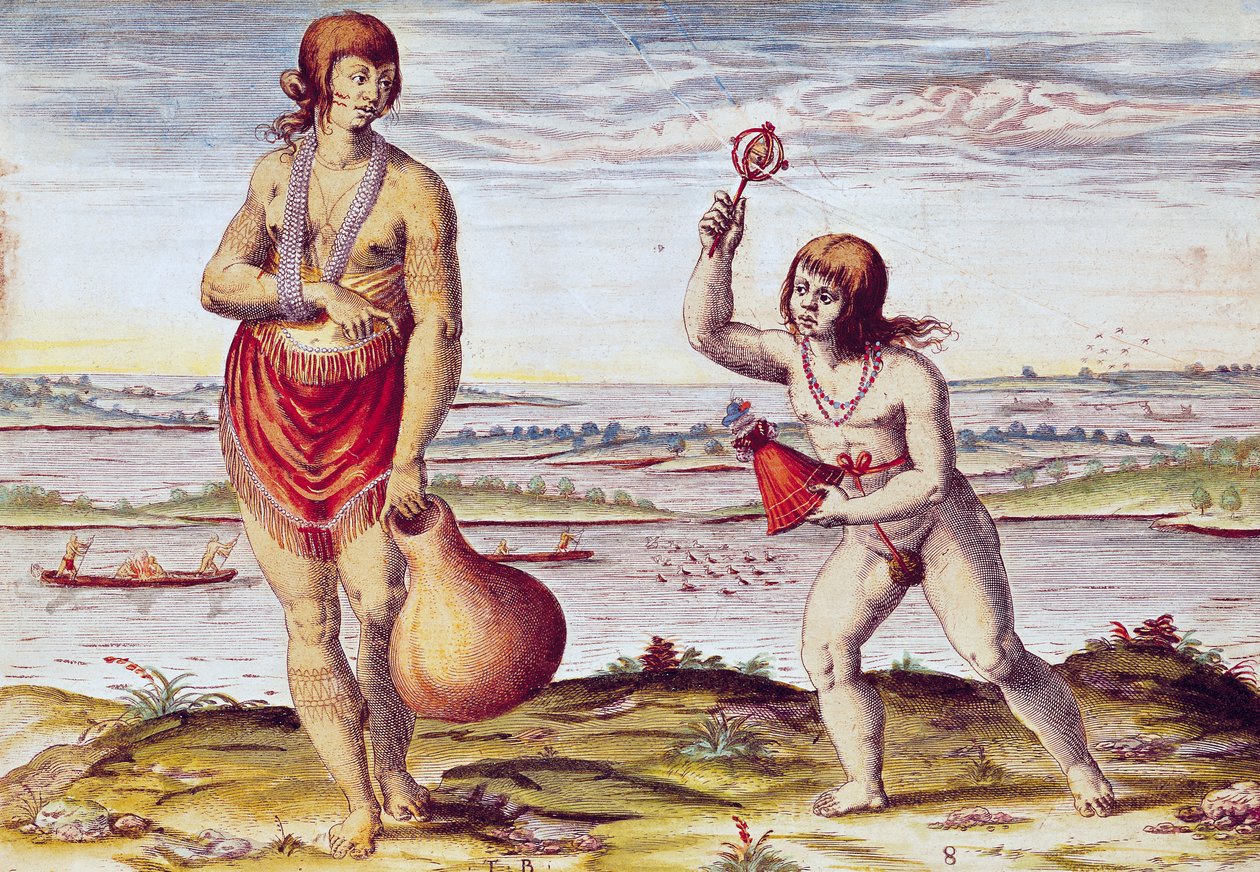 Szlachcianka z Pomeiooc, z „Admiranda Narratio...”, sztychowana przez Theodore de Bry (1528-88) 1585-88 d) autorstwa Jacques Le Moyne