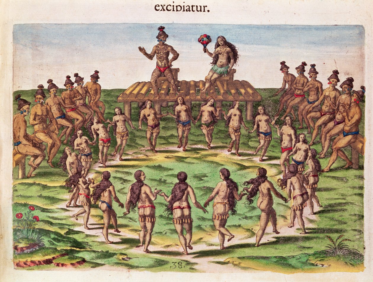 Wódz odbiera swoją oblubienicę, z „Brevis Narratio..”, rytego przez Theodore de Bry (1538-98) opublikowanego we Frankfurcie, 1591 autorstwa Jacques Le Moyne