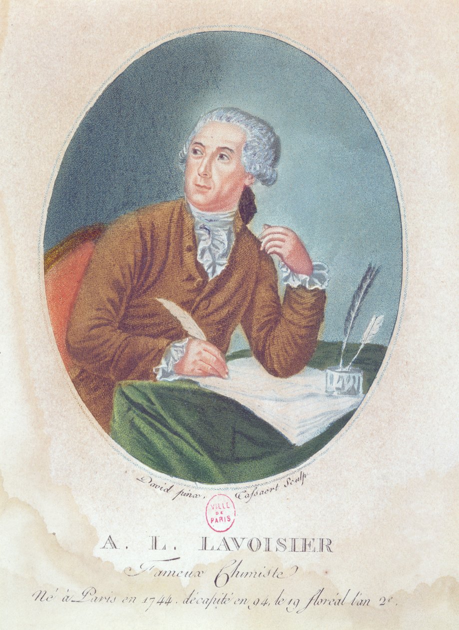 Antoine Laurent de Lavoisier (1743-94) grawerowany przez Tassaerta, c.1794 autorstwa Jacques Louis David