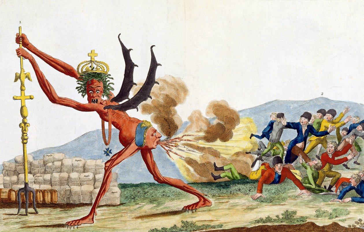 Karykatura rządu angielskiego, 1793 (akwaforta barwna) autorstwa Jacques Louis David