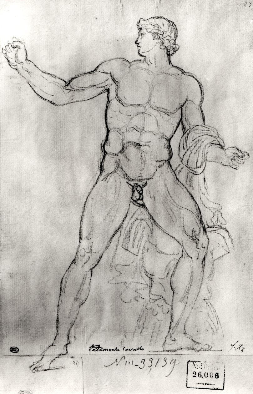 Kolos Monte Cavallo (czarny ołówek na papierze) autorstwa Jacques Louis David