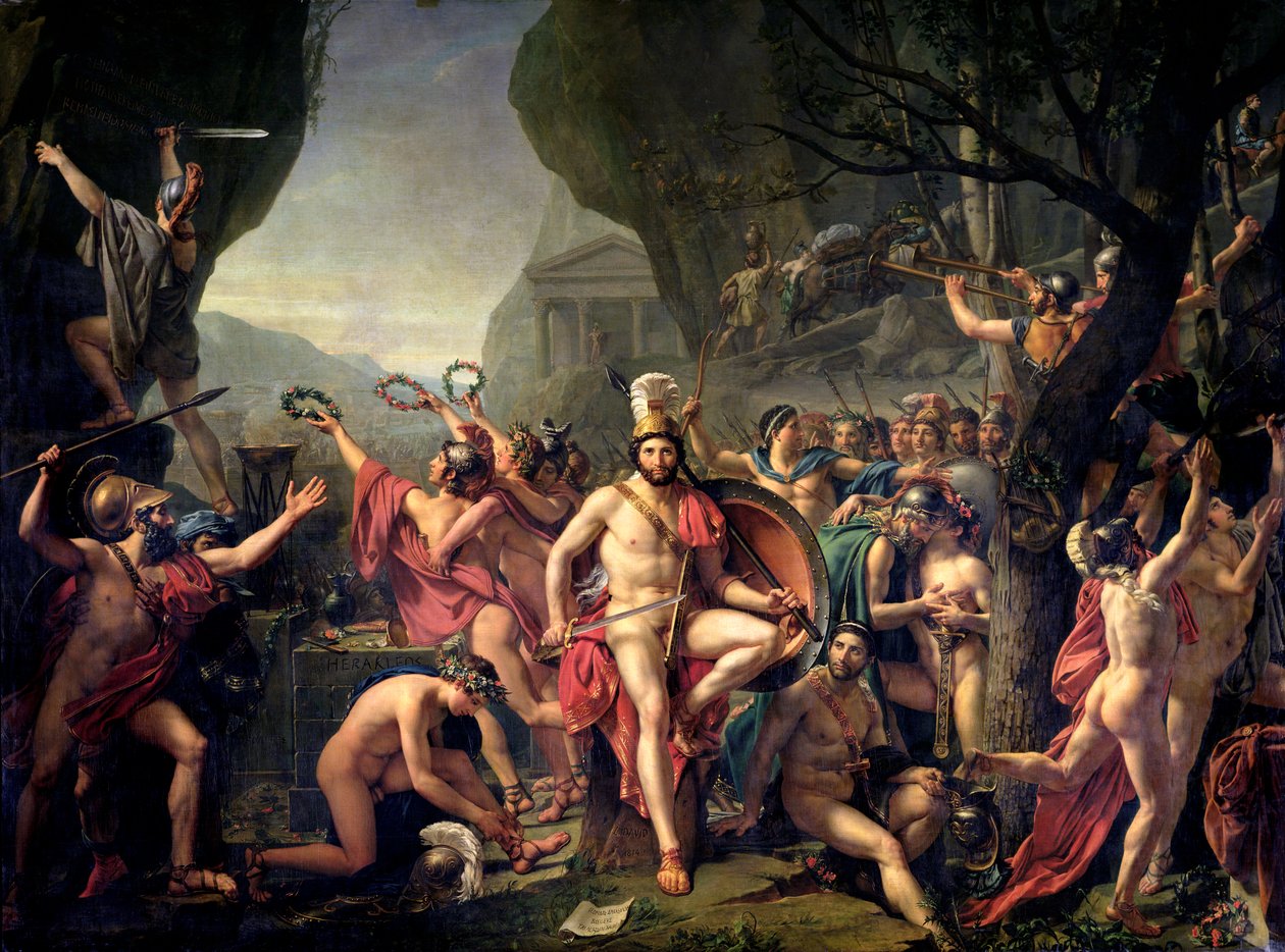 Leonidas w Termopilach autorstwa Jacques Louis David
